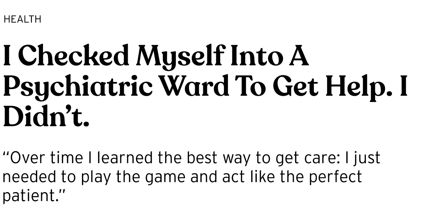 I Checked Myself Into A Psychiatric Ward To Get Help. I Didn't. | by Sarah  Bregel | BRIGHT Magazine
