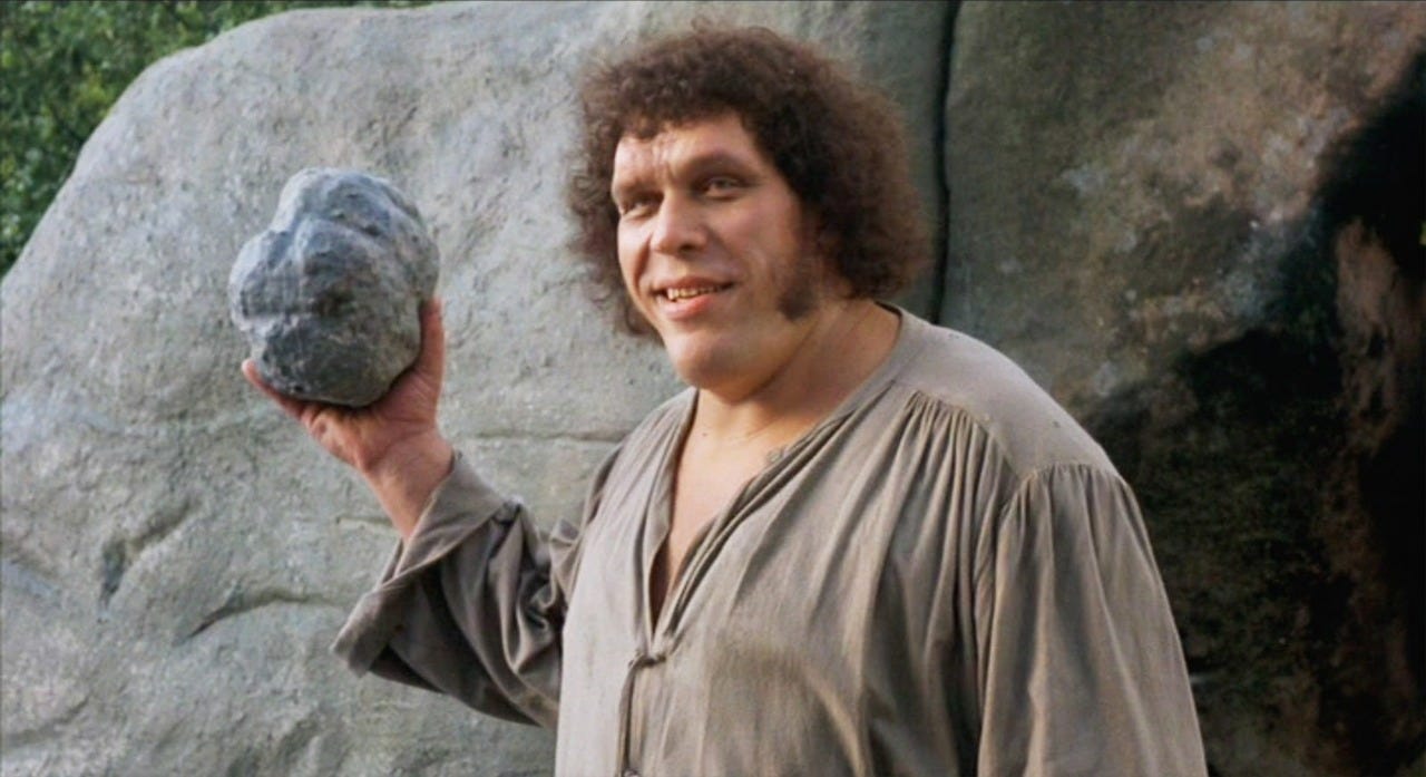 André Roussimoff as the giant Fezzik in “The Princess Bride”.