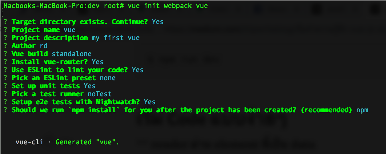 Vue cli installation vue version by