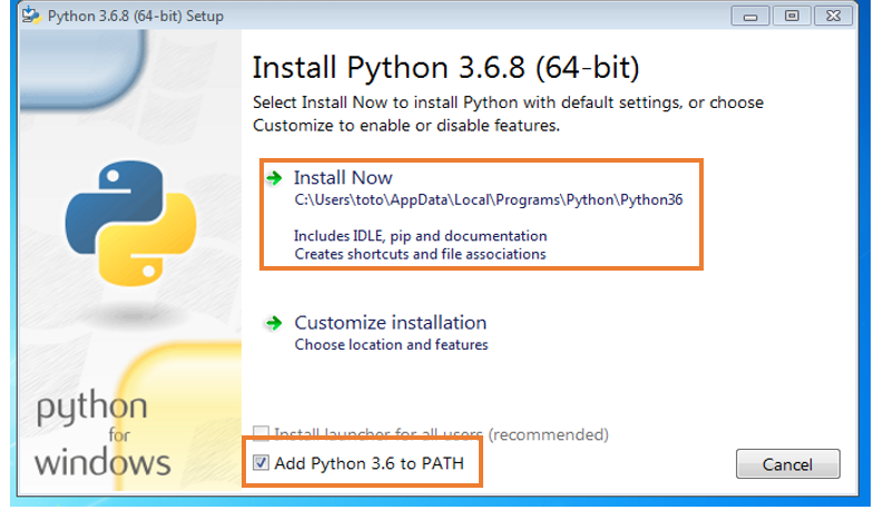 python 3.6 install for windows