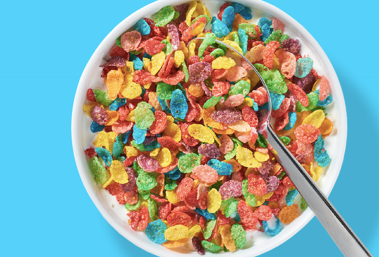 This is Fruity Pebbles cereal, an apparently "excellent source of vita...