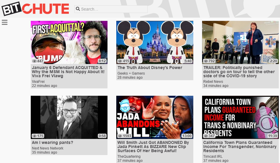 Bitchute video sharing site