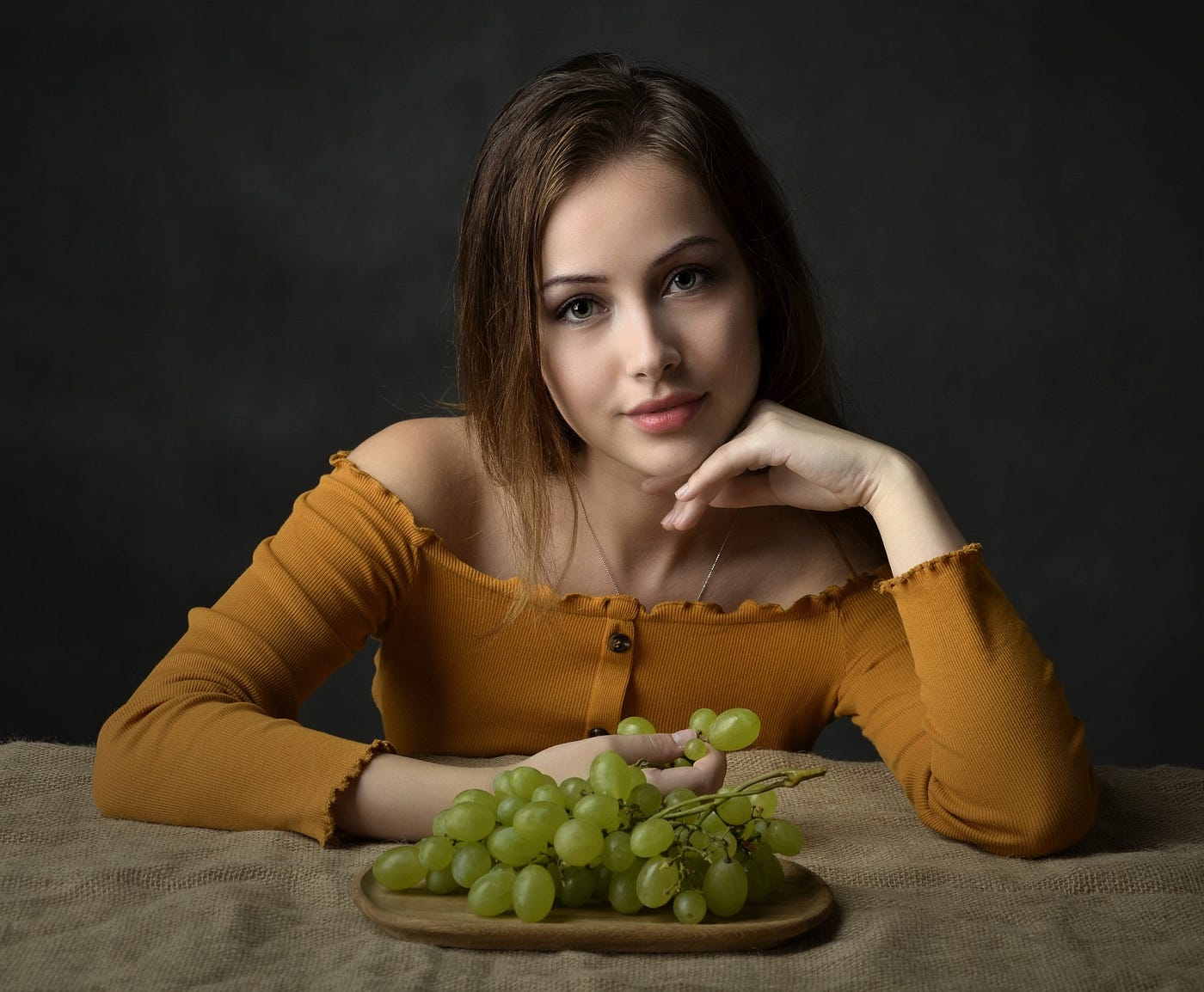 girl with grapes