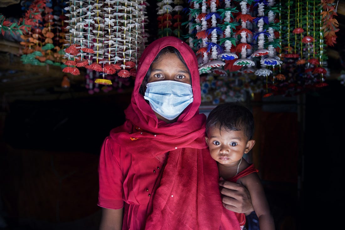 Photo: Nur wears a mask to protect against COVID-19 in Rohingya Refugee Camp. Credit: Fabeha Monir/Oxfam