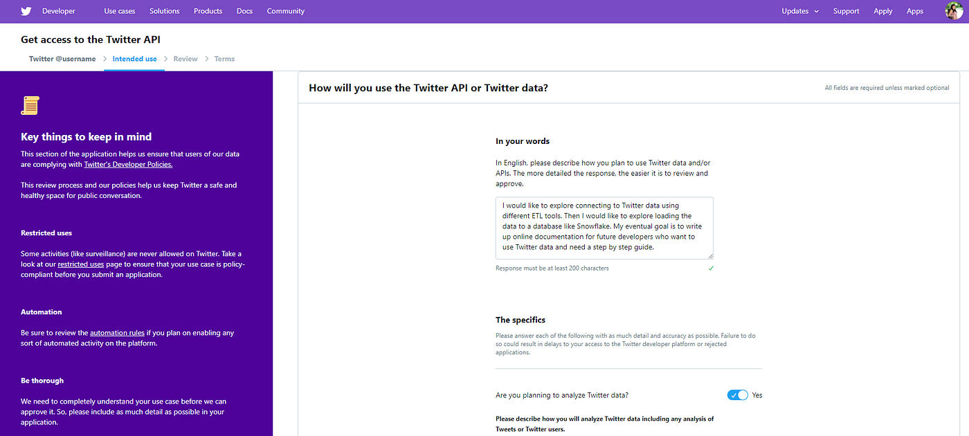 Get Twitter API Keys and Tokens. A short and sweet guide to getting data… |  by Kim Te | Medium