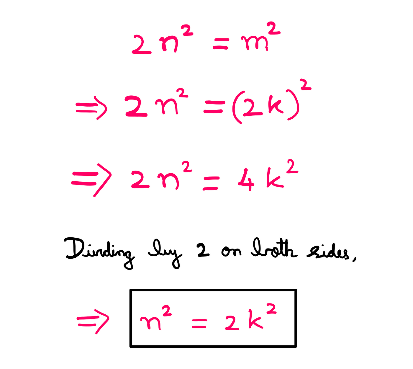 How To Really Understand The Philosophy Of Inferential Statistics? — 2n² = m² -> 2n² = (2k)² → 2n² = 4k²; Dividing by 2 on both sides: n² = 2k²