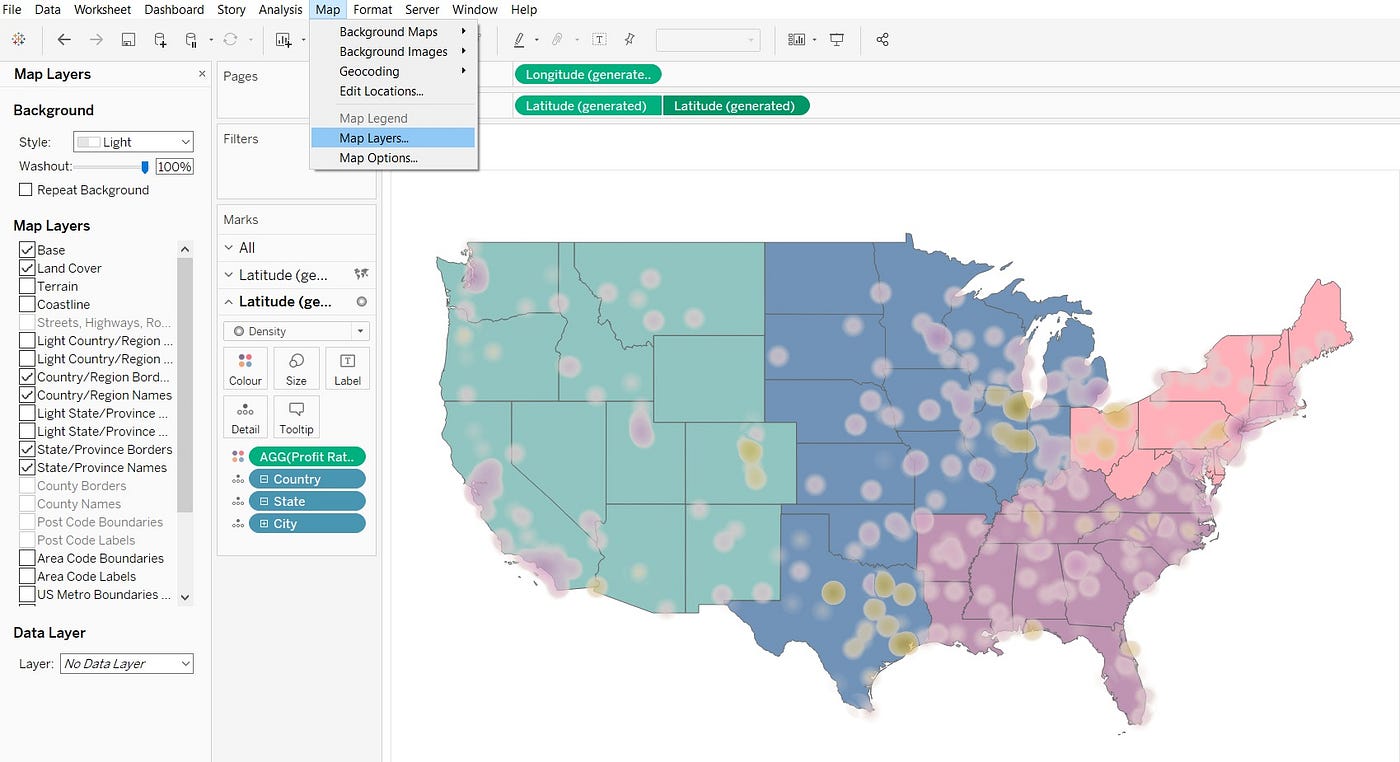 Stacked legend filter, Dual-axis Density Marks Map & Dual-axis Scatter Plot  in Tableau | by Pavneet Singh | Towards Data Science