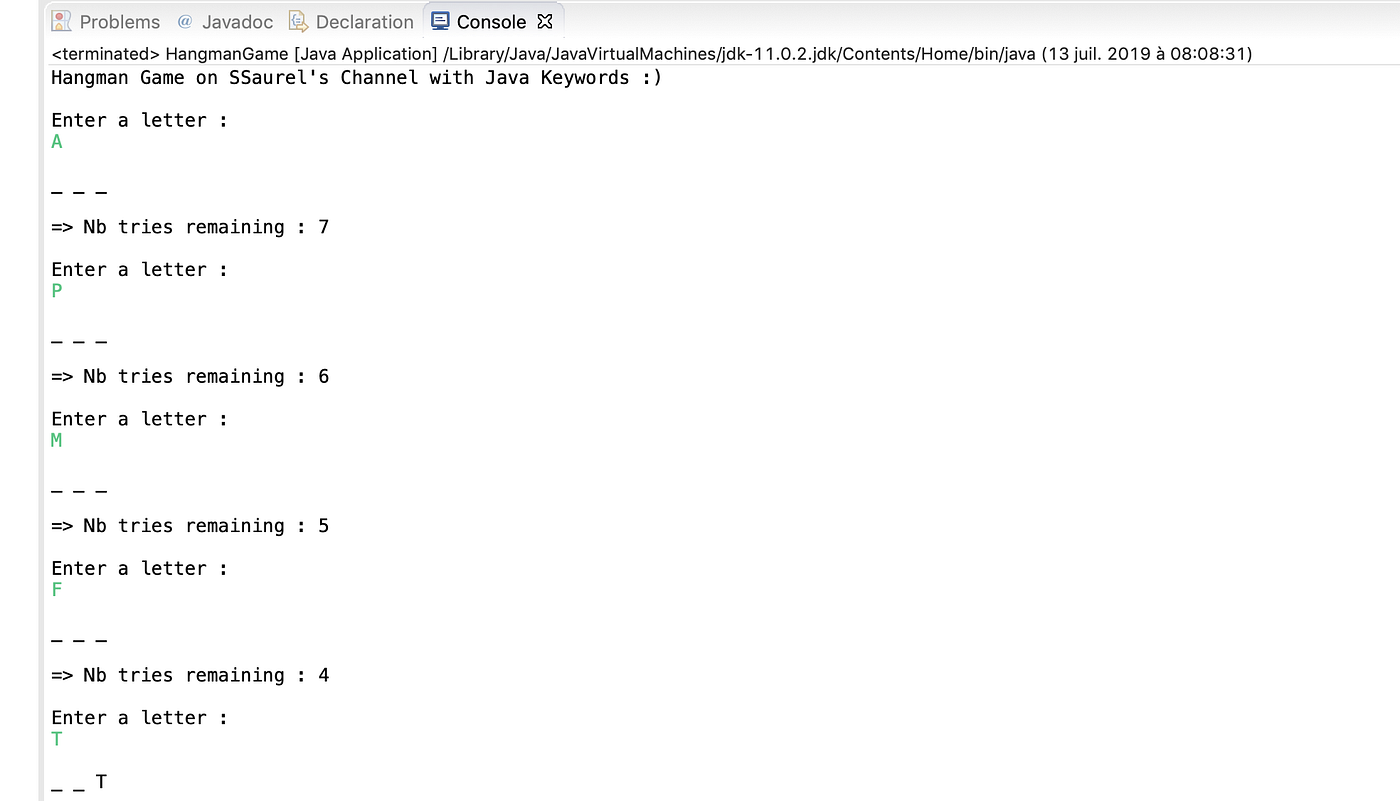 Creating a Hangman Game in Java. Hangman is a classical paper and pencil… |  by Sylvain Saurel | The Startup | Medium