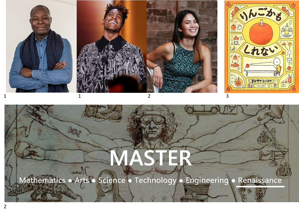 1. It takes a village to raise a child: consider Francis Kéré and Jon Batiste / 2. Stop over-emphasising STEM disciplines: consider the Renaissance in MASTER and Melanie Perkins of Canva / 3. Start bringing our skills closer to 5 year olds: consider the Apple Book