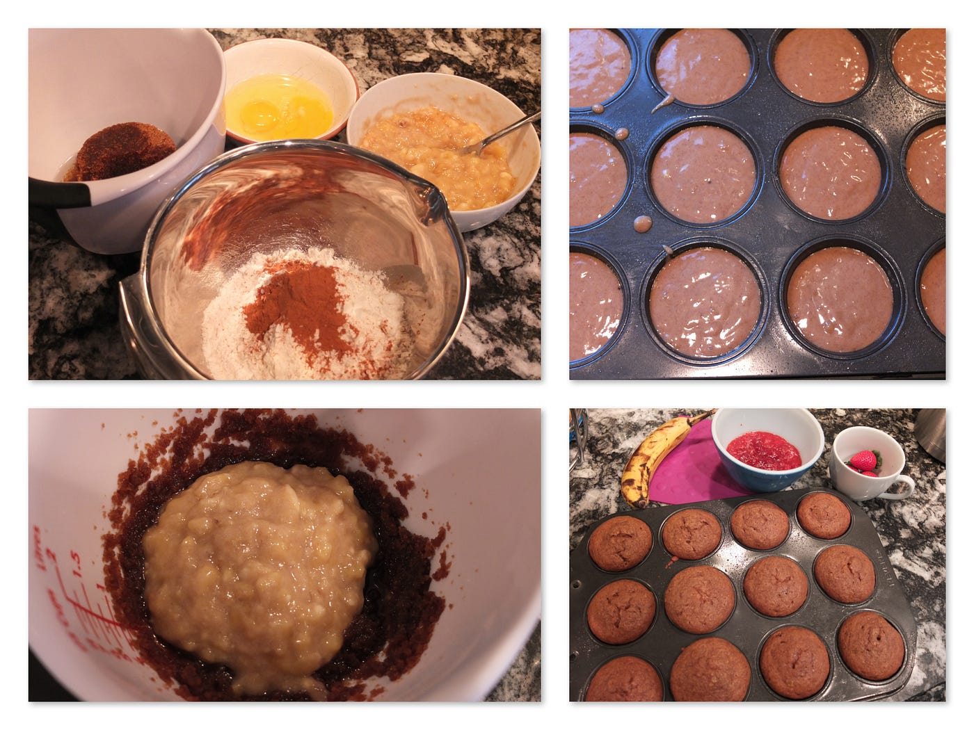 Banana Bread Strawberry Jam Muffins by Kas Tebbetts Baking in Black