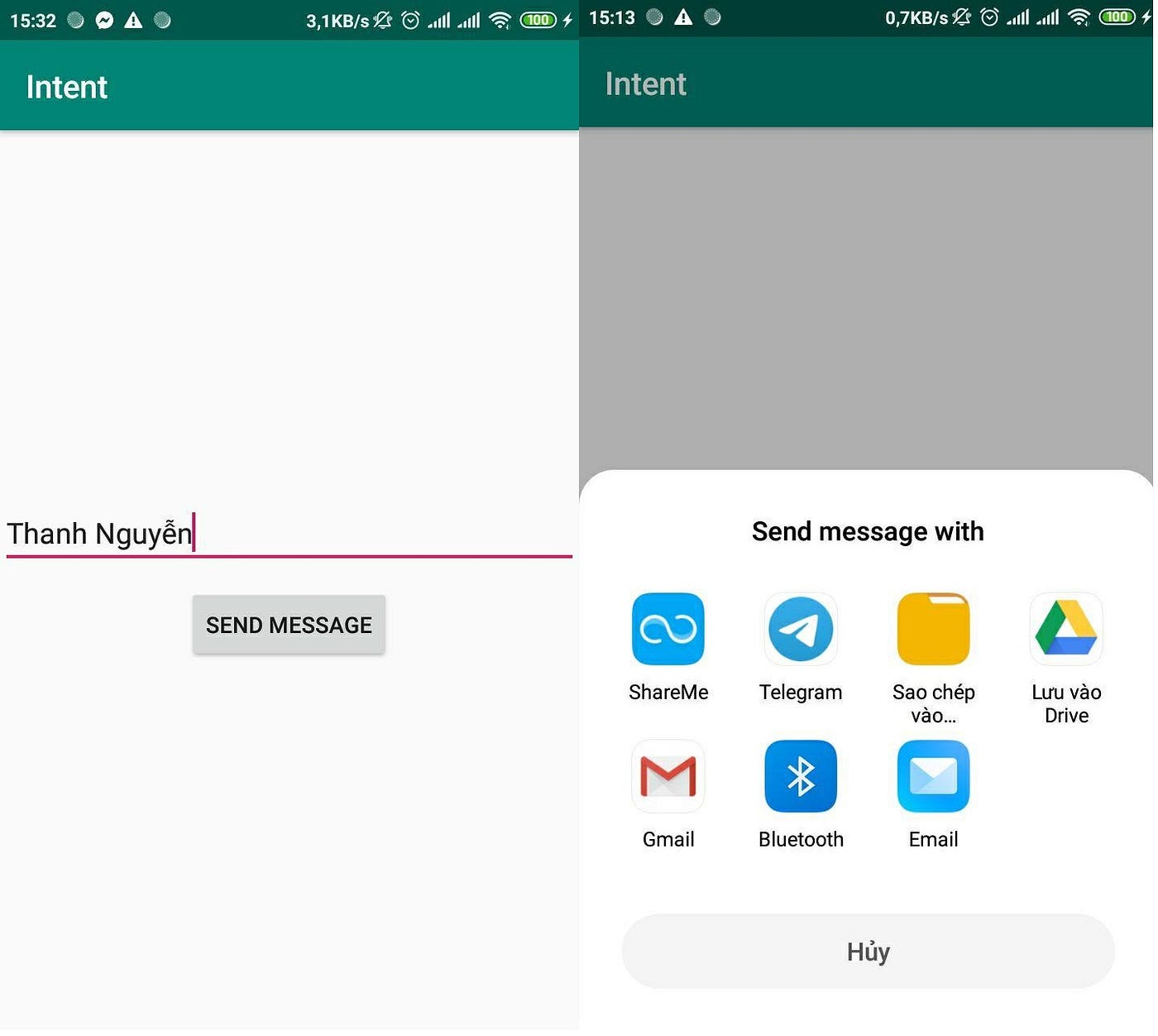 [Android] Intent & IntentFilter — Giao tiếp giữa các Activity by NH