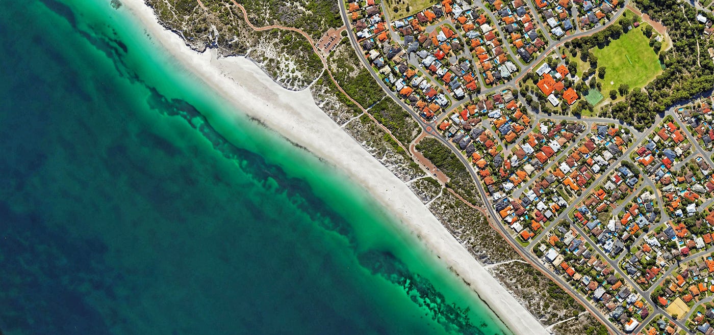 Aerial photograph of the seashore