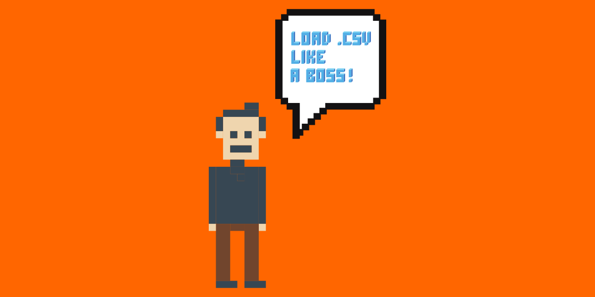 Pixelated character over an orange backdrop