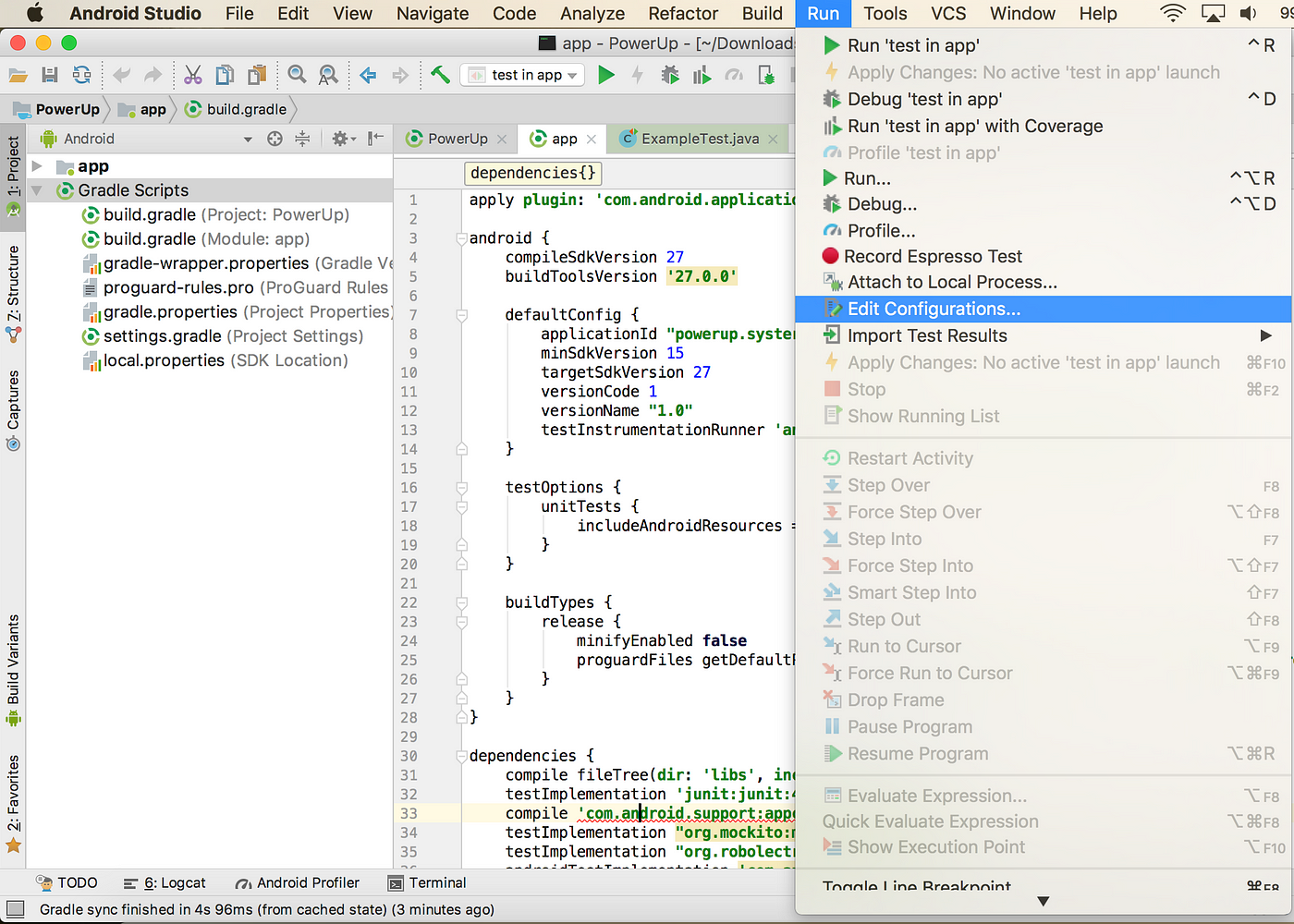 robolectric log android studio