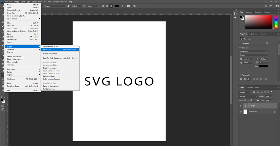 How to export logos as SVG files in Adobe Photoshop