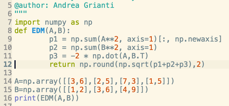 Euclidean Distance Matrix in Python | The Startup