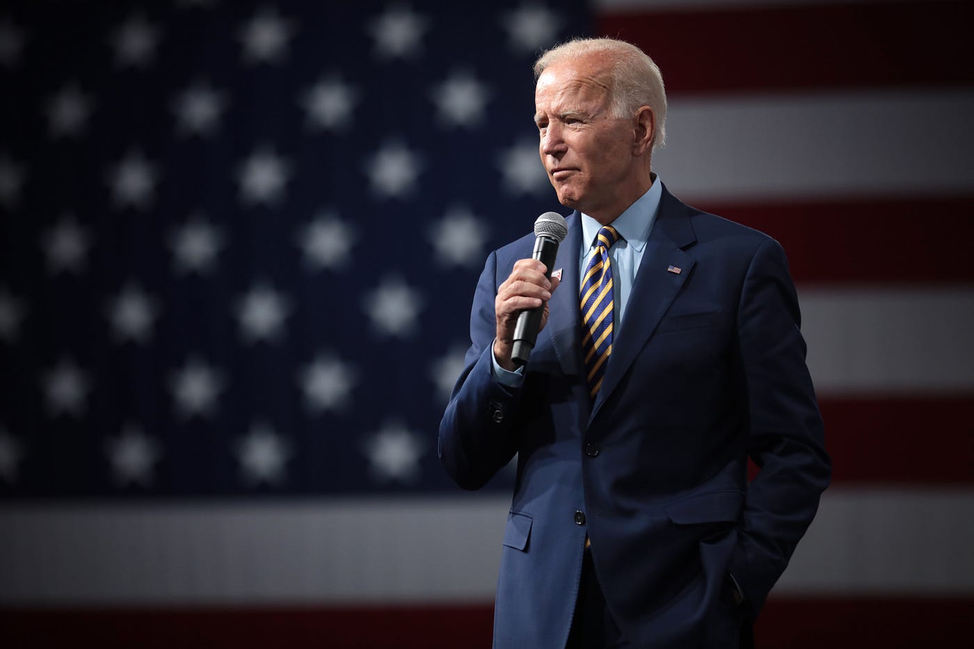 Joe Biden in front of a US flag