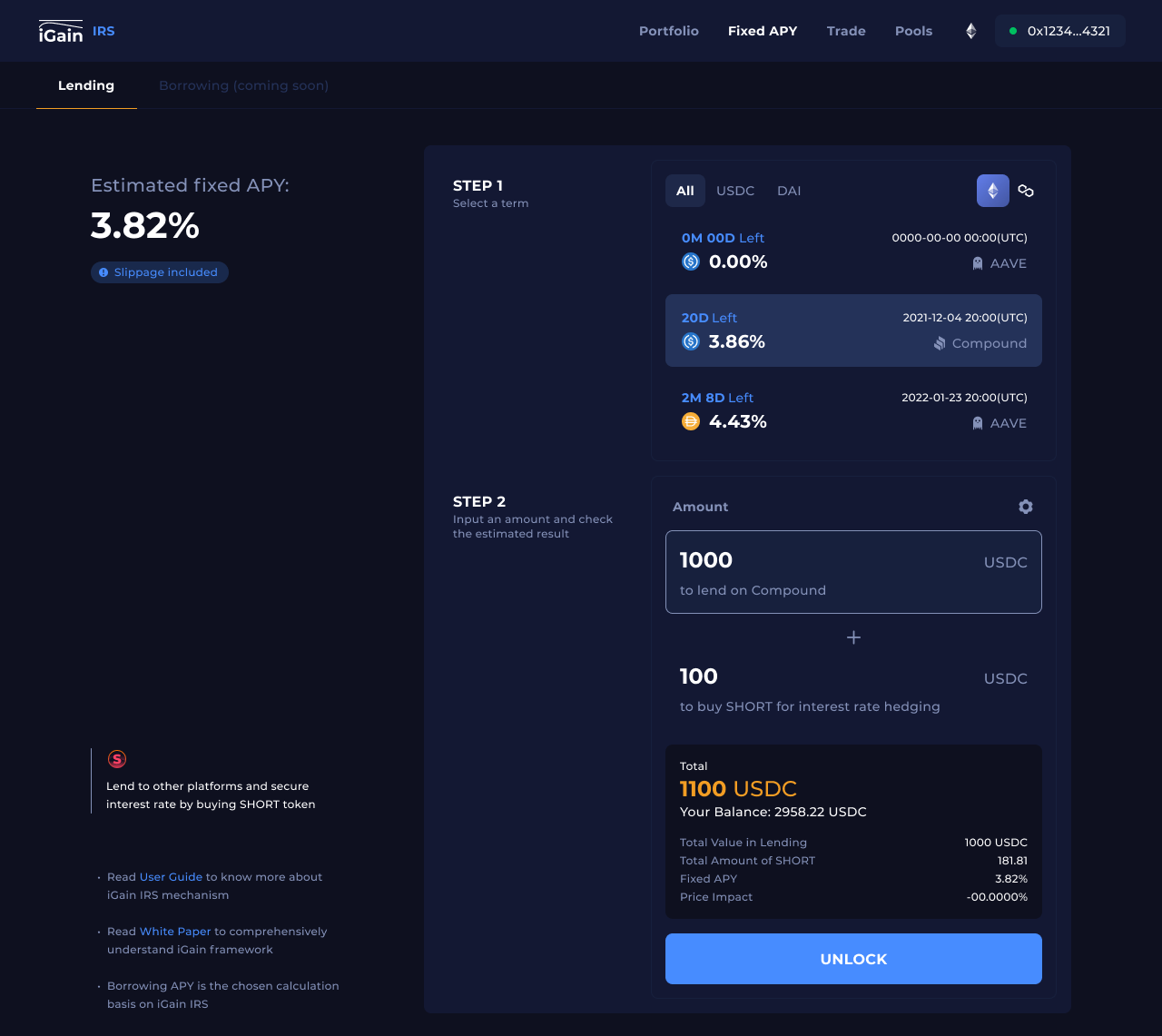 UI leak of iGain — Interest Rate Synth