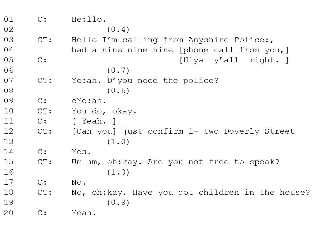 Transcript of a call to the police