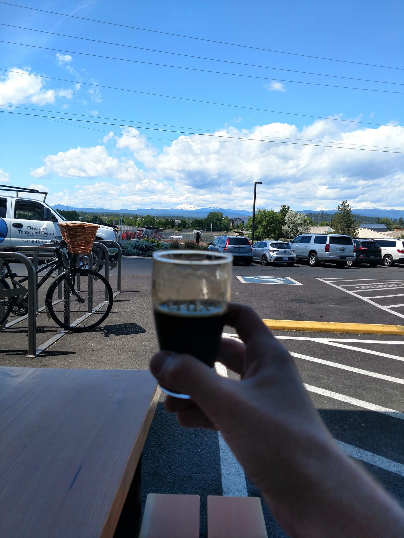 Raising a toast to Mt. Bachelor wasn’t the hardest of actions, but at least it was taking action (photo by author)
