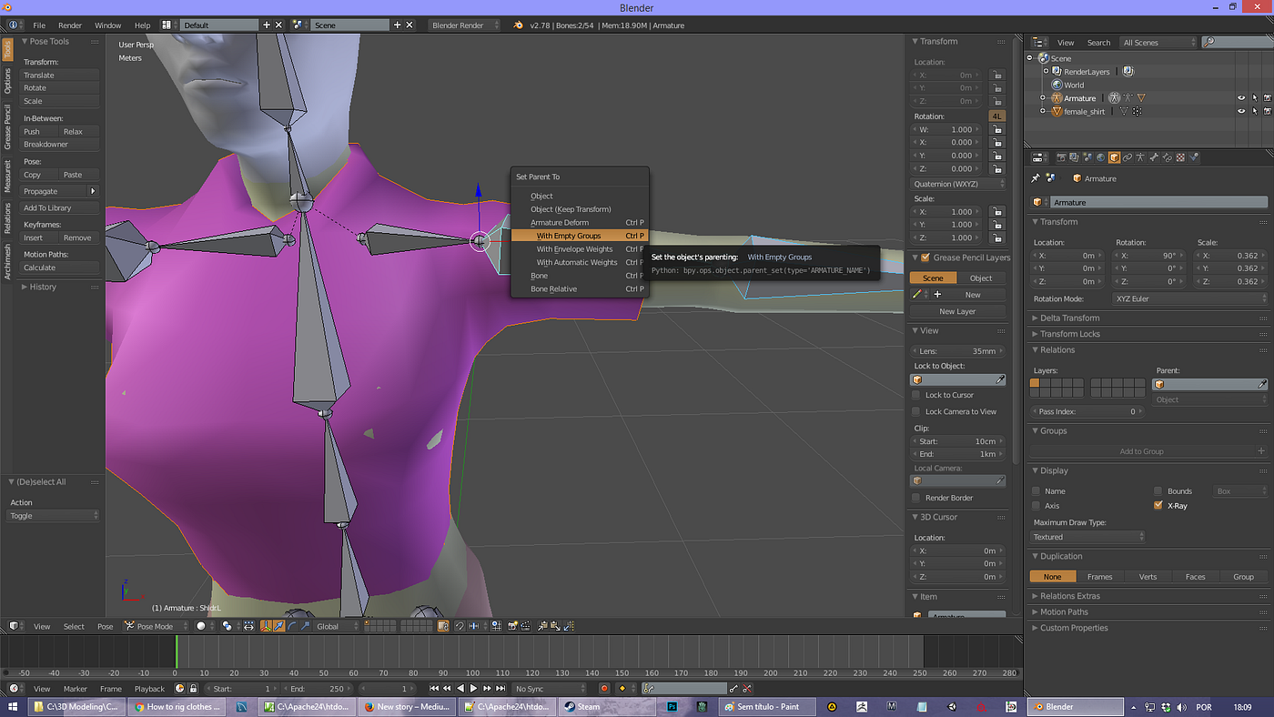 Blender Tip Transfer Weights. 1 — Rig the cloth the same way as the