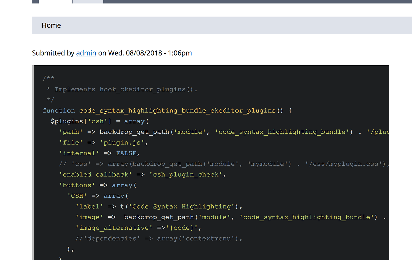 Adding A Code Syntax Highlighting CKEditor Plugin To Backdrop CMS by