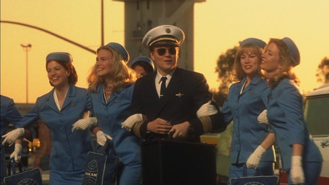 Leonardo DiCaprio in Catch Me If You Can (2002) .