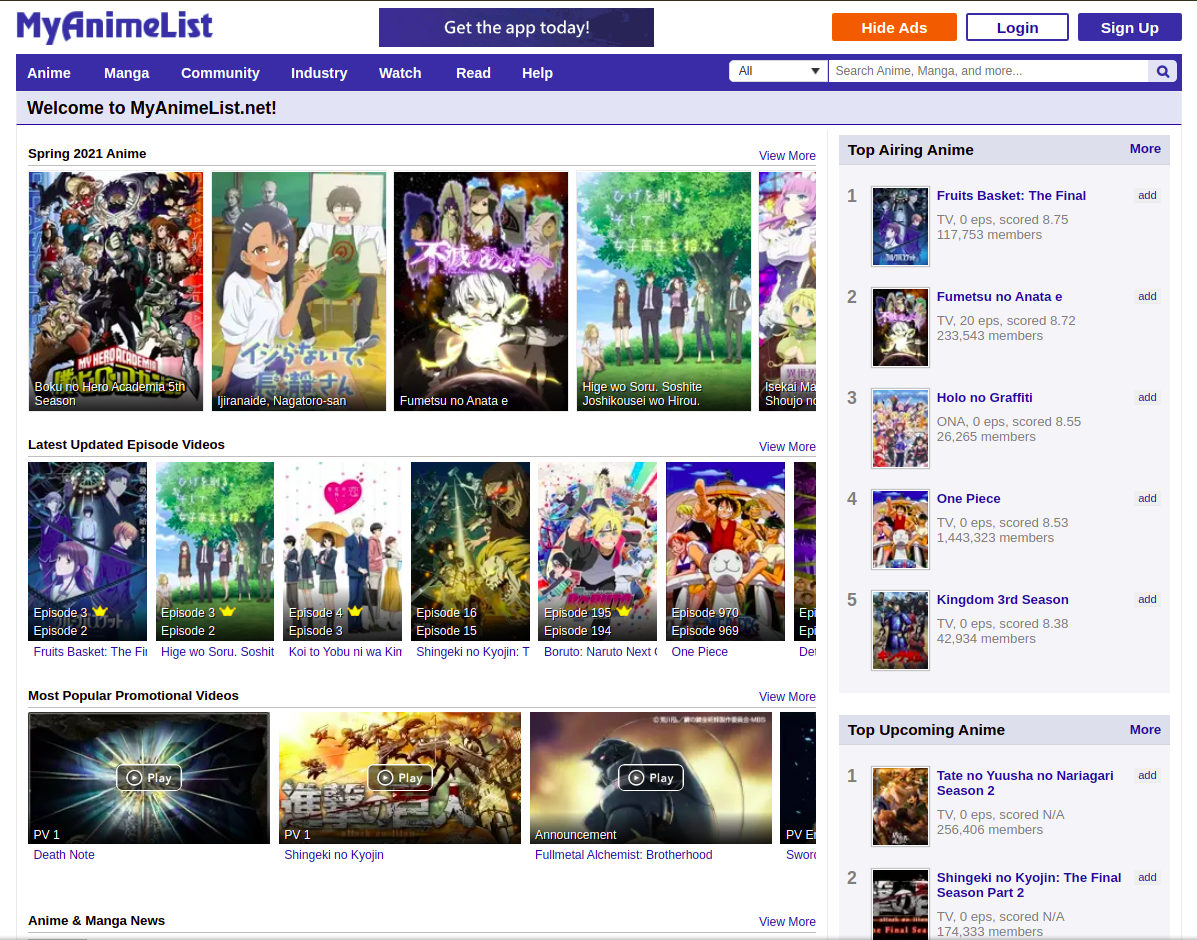 My Anime-An Online Anime Site