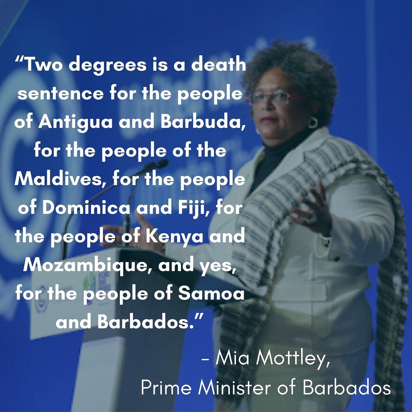 Mia Mottley, prime minister of Barbados, gave an impassioned and moving speech at COP26 in Glasgow