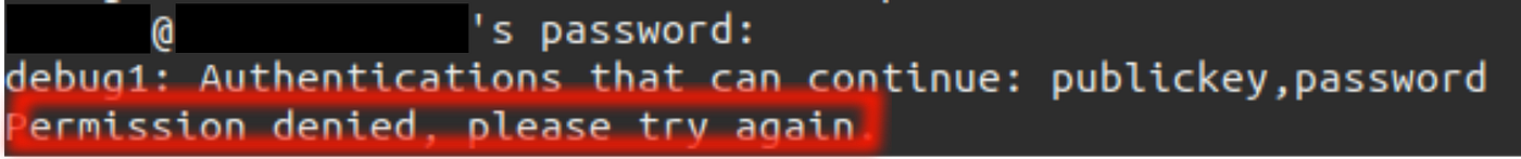 Permission denied please try again while logging in with SSH.
