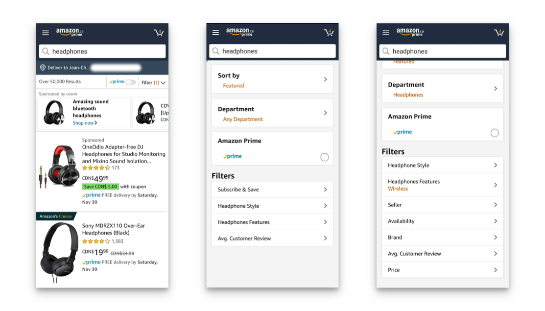 That time I tried to use Amazon's mobile app filters 😤 😵 😭 | by JC  Martel | UX Collective