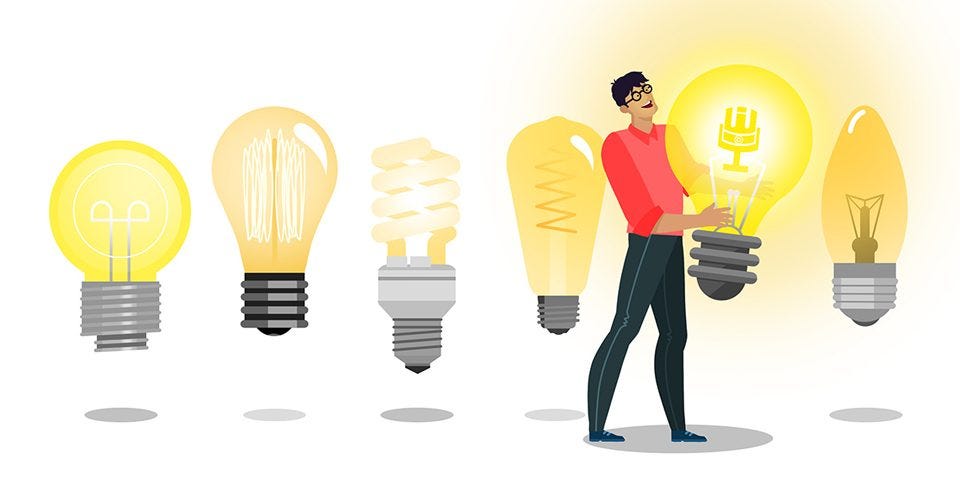 Man grabbing lightbulbs graphic-Never Run Out of Content Ideas
