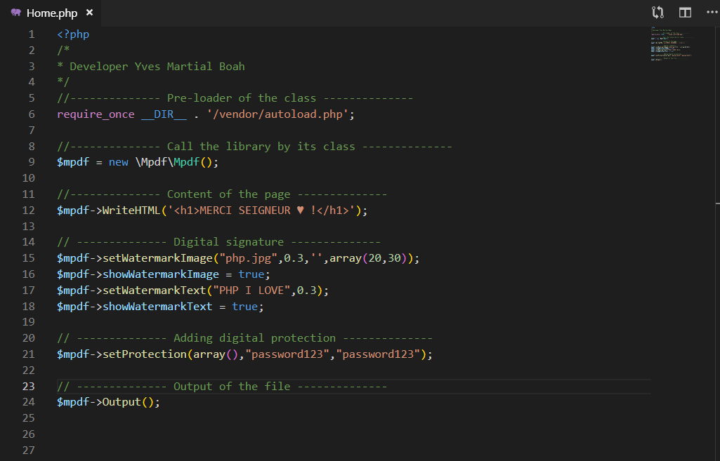 HOW TO GENERATE A PDF FILE WITH A PHP PASSWORD By Yves Martial Boah