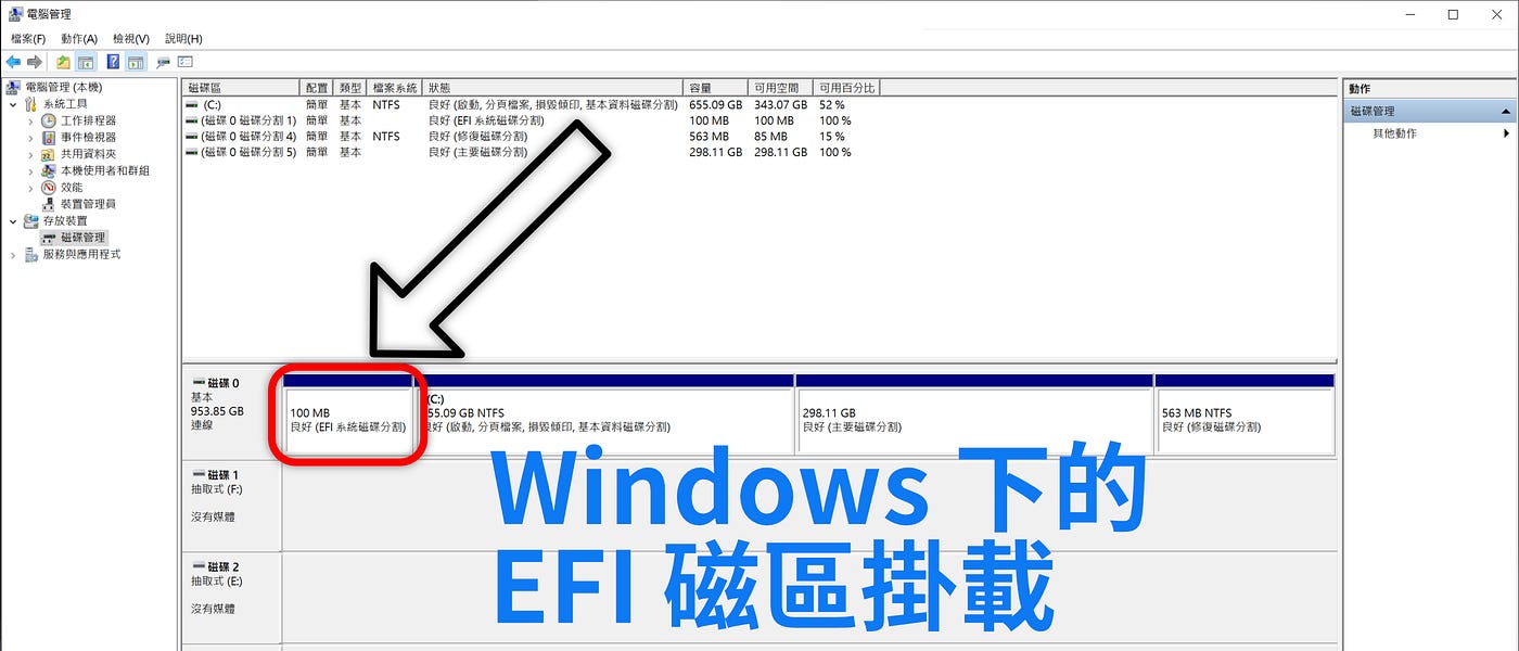 如何於windows 掛載efi 磁區並進行讀寫 The Lab