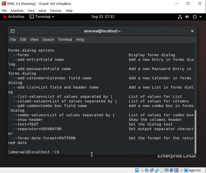 Zenity Command in RedHat Linux. Various commands for Zenity with output ...