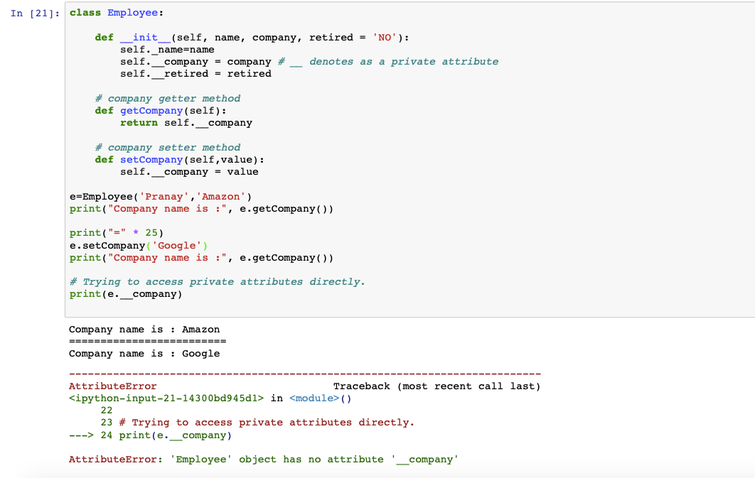 Setters and Getters in Python. A getter is a method that gets the… | by  Pranay Gore | Medium