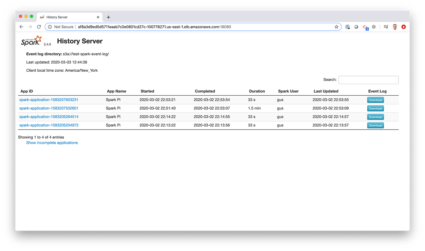 How to install Spark History Server on AWS EKS with Helm | by Gus Cavanaugh  | Medium