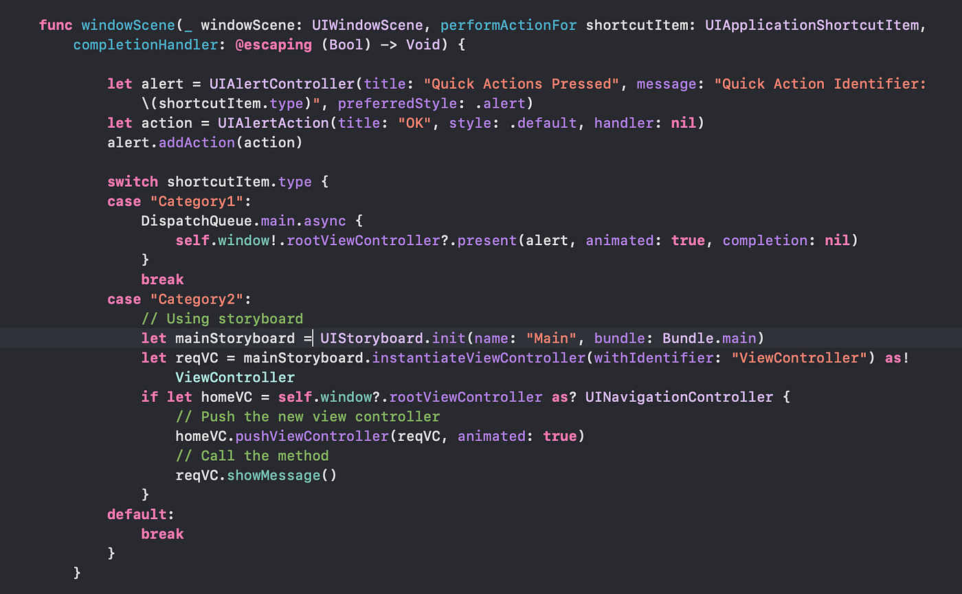 Add Home Screen Quick Action Menu in iOS Xcode StoryBoard Swift