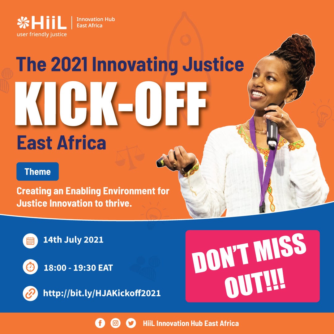 2021 Innovating Justice Kick-off Pitch Event held in East Africa