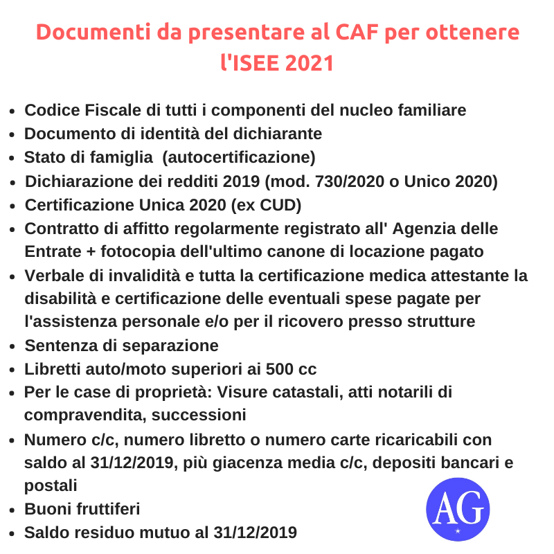 Isee 2021: Documenti necessari. I documenti necessari da portare al CAF… |  by AG Servizi | Medium