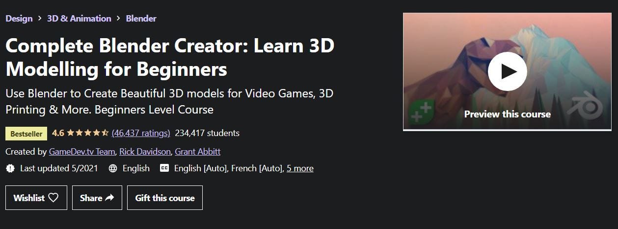 5 Best Blender Course For Beginners - Learn 3D Modelling Online In 2021 ...