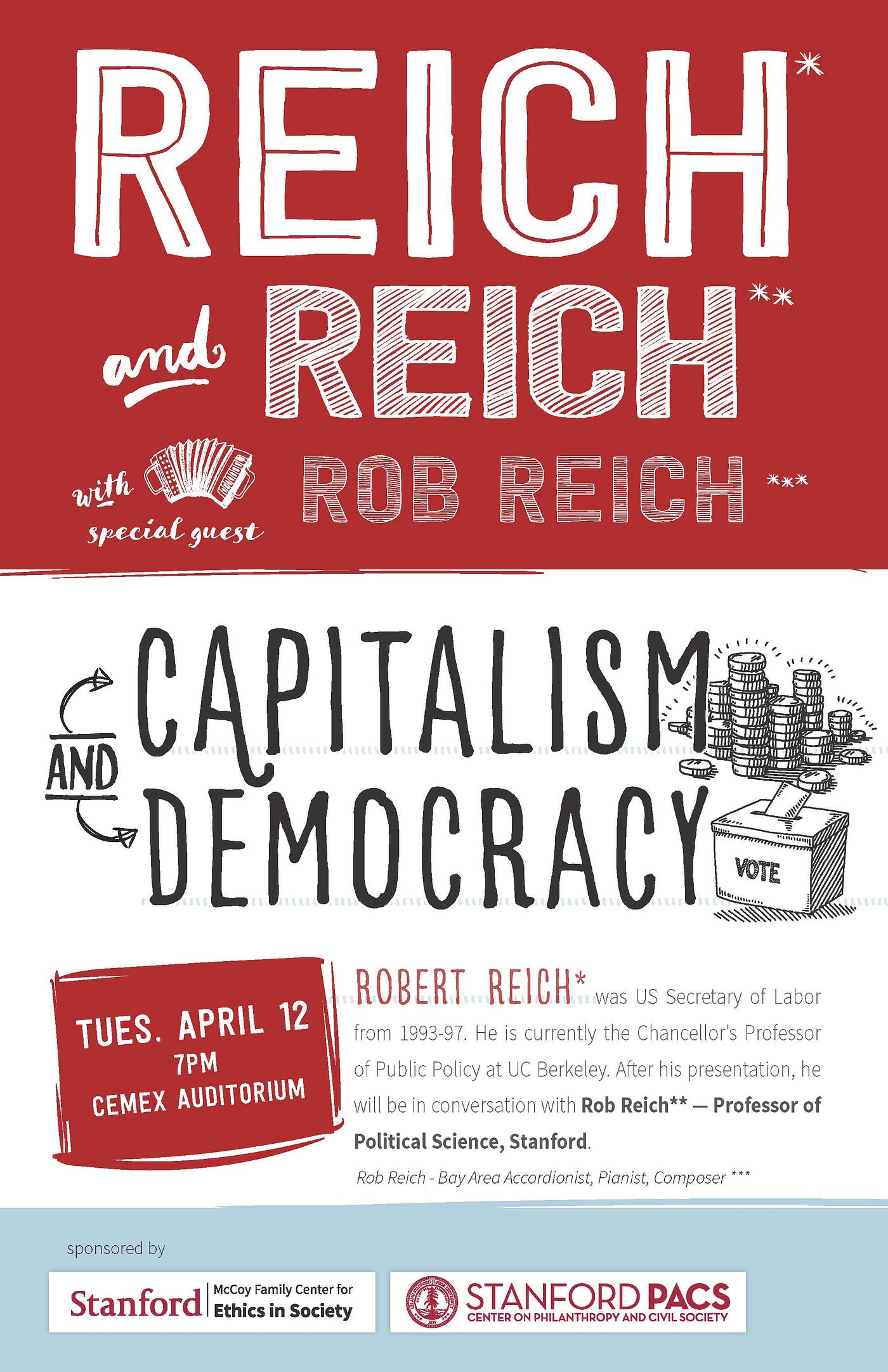 A Congress of Robert Reichs. On April 12, 2016, Robert Reich and Rob… | by Rob  Reich | Medium
