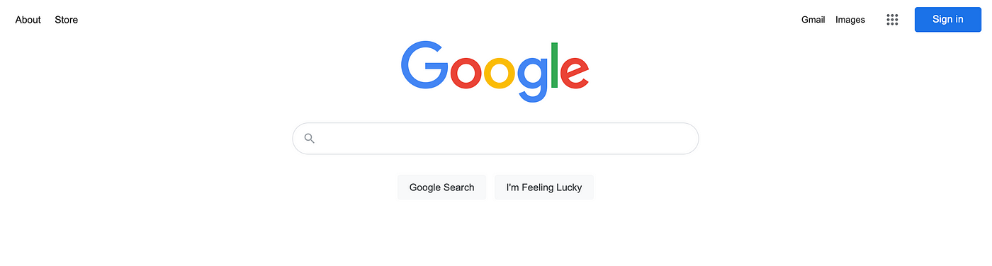 A screenshot of Google’s home page