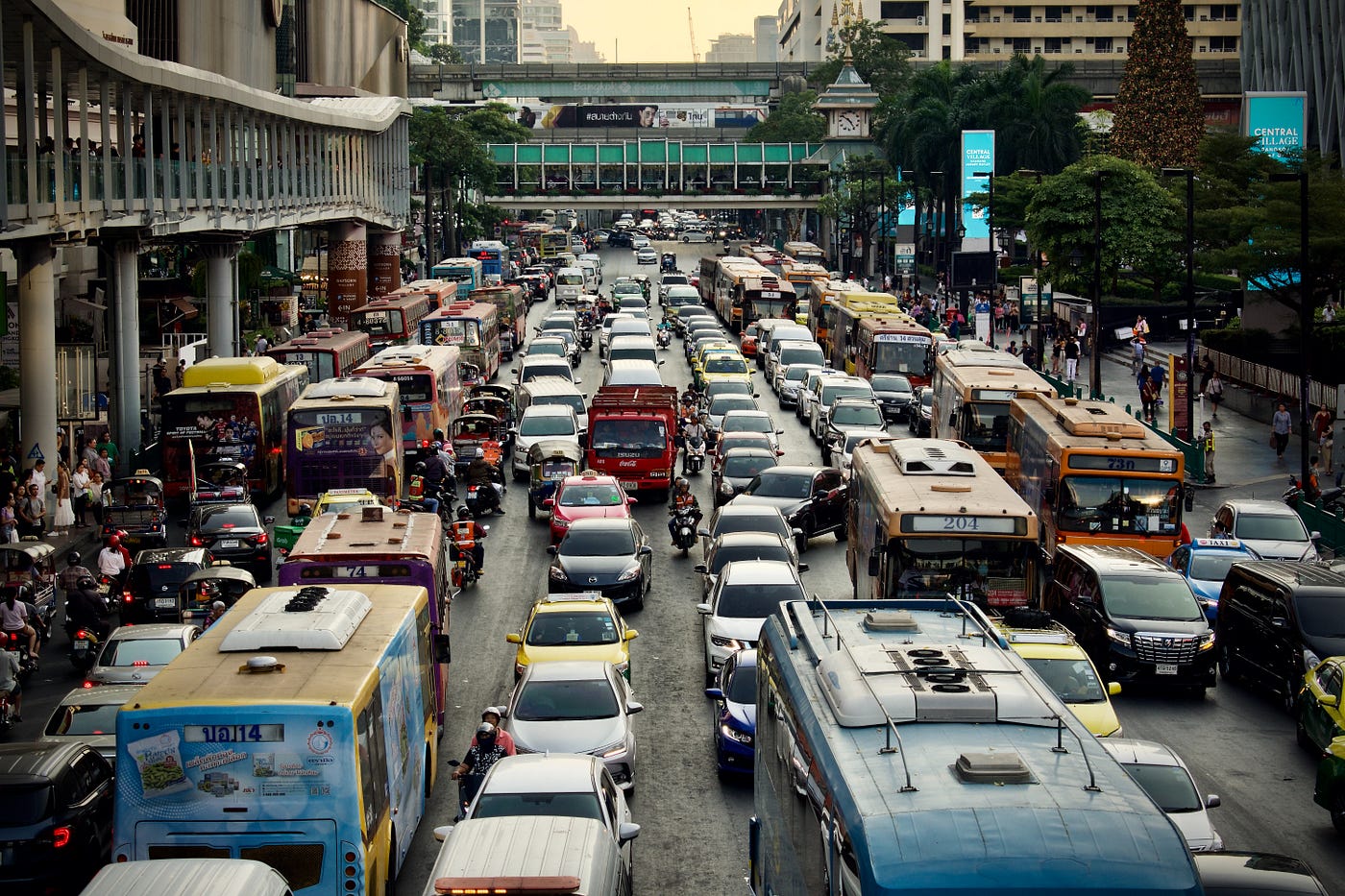 Traffic jam in the city of Bangkok