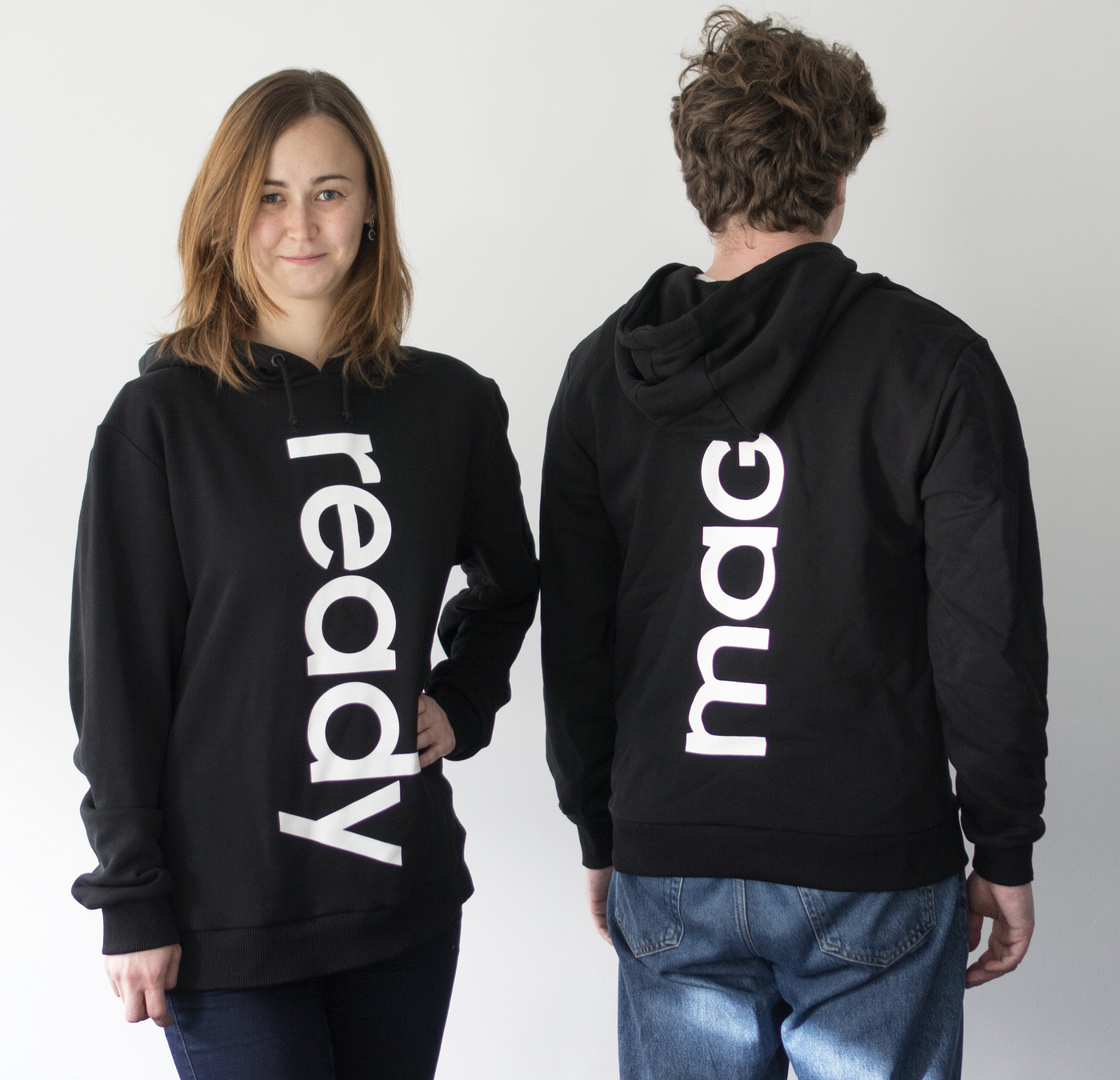 Readymag blog Readymag develoeprs Adelya and Boris in hoodies, 2019