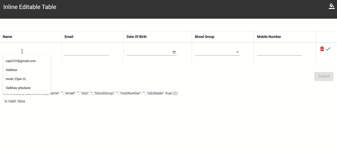 Inline Editable Table Using Reactive Forms in Angular by Vaibhav