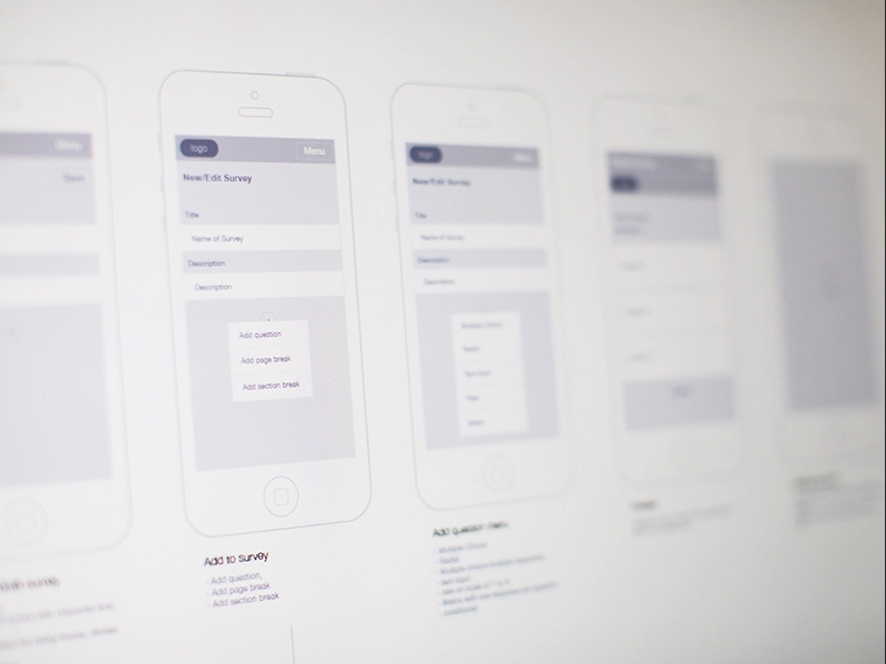 3 mobile wireframes