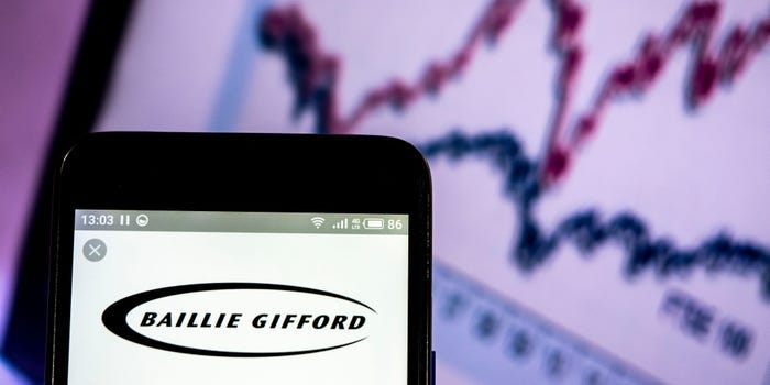 A photo of Baillie Gifford’s logo being displayed on a phone’s screen