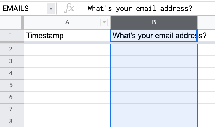 Name your emails column too