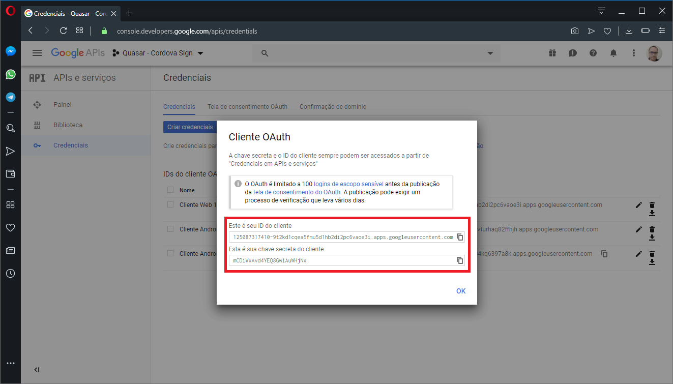 Quasar Framework — Cordova — Usando o Google para autenticação by
